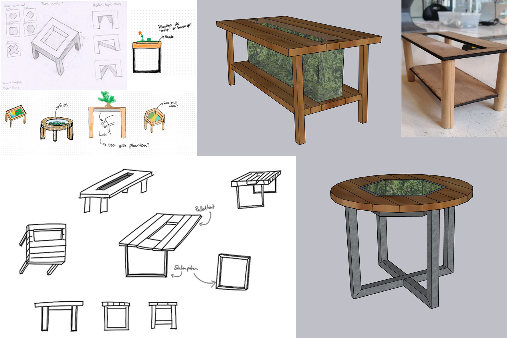 Gerecycelde Salontafel Schetsen